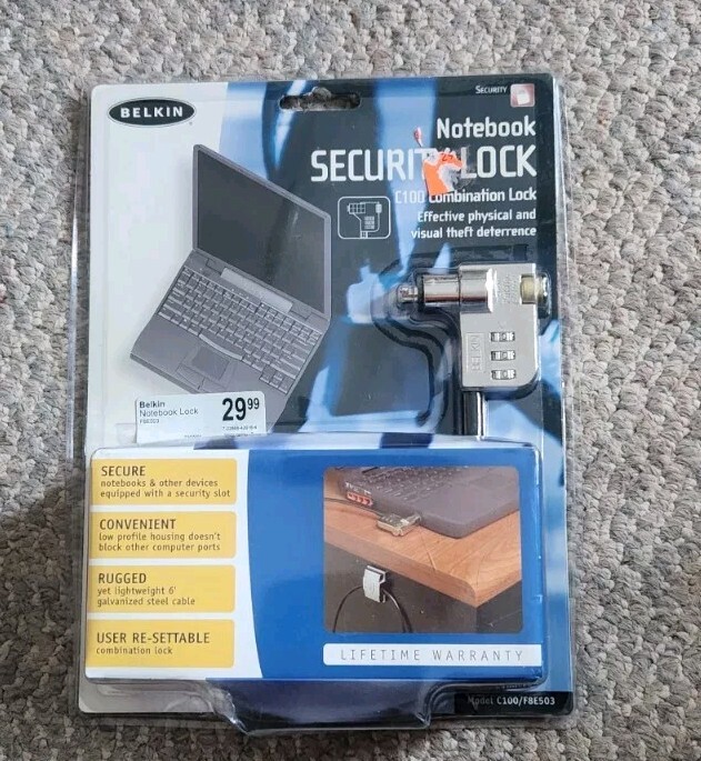 New Belkin Notbook Security Cable Lock Combination NIP Model C100