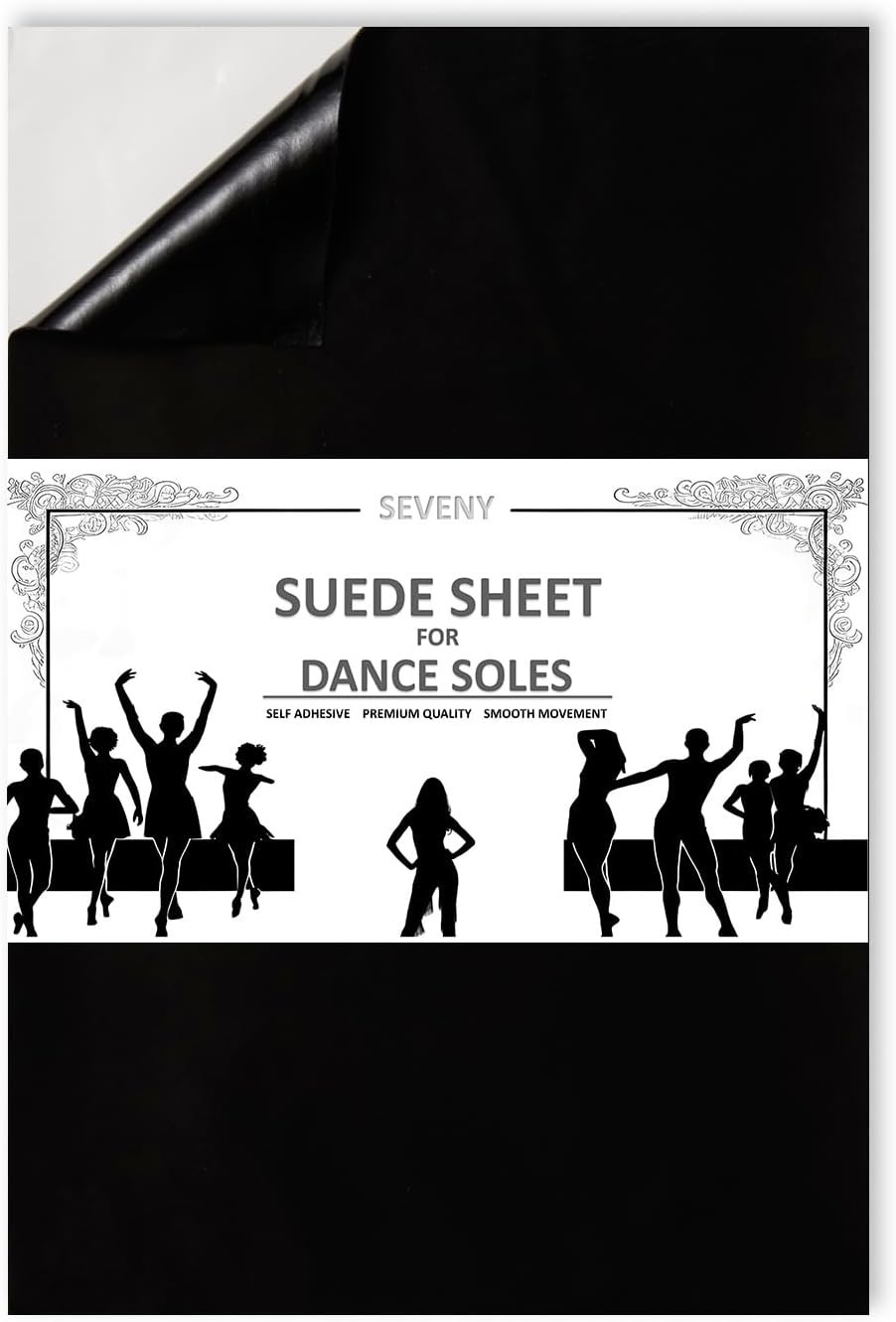 Seveny 6 Pieces Black Suede Sheets, Self Adhesive Suede Sticky Sheets Backing No