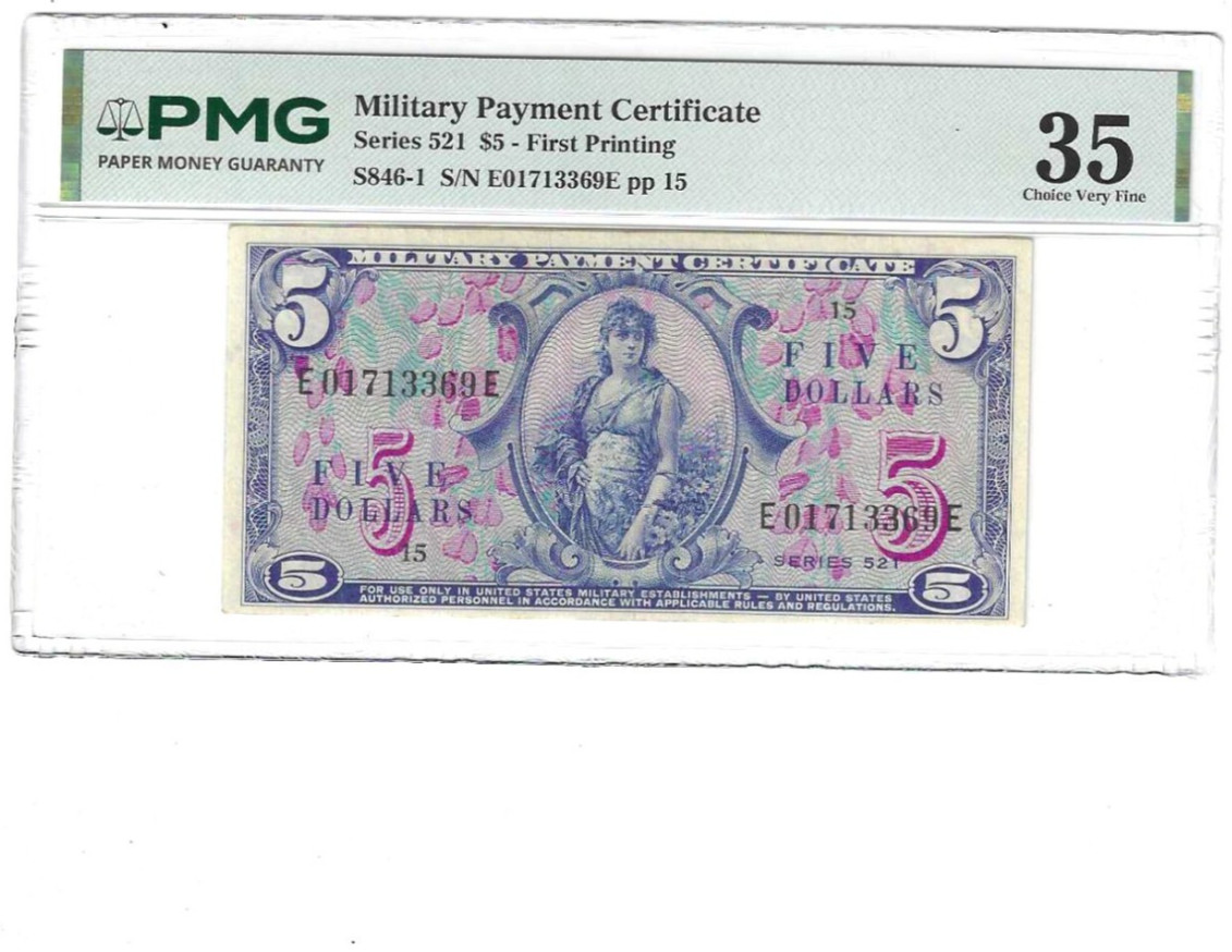 MPC Series 521  $5  1st Printing  PMG VF-35 Fases Up Great