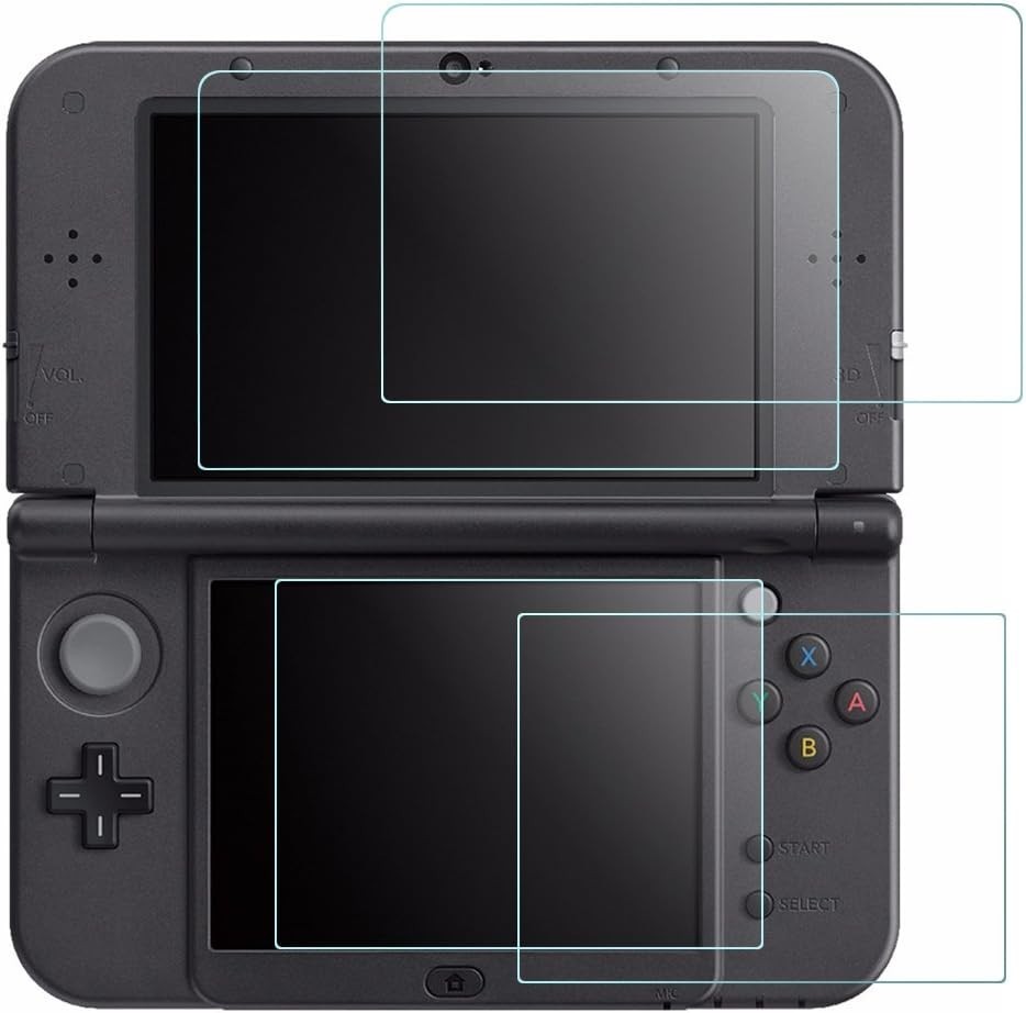 Screen Protector Compatible NEW 3DS XL, 4 Pcs Tempered Glass for Top Screen a...
