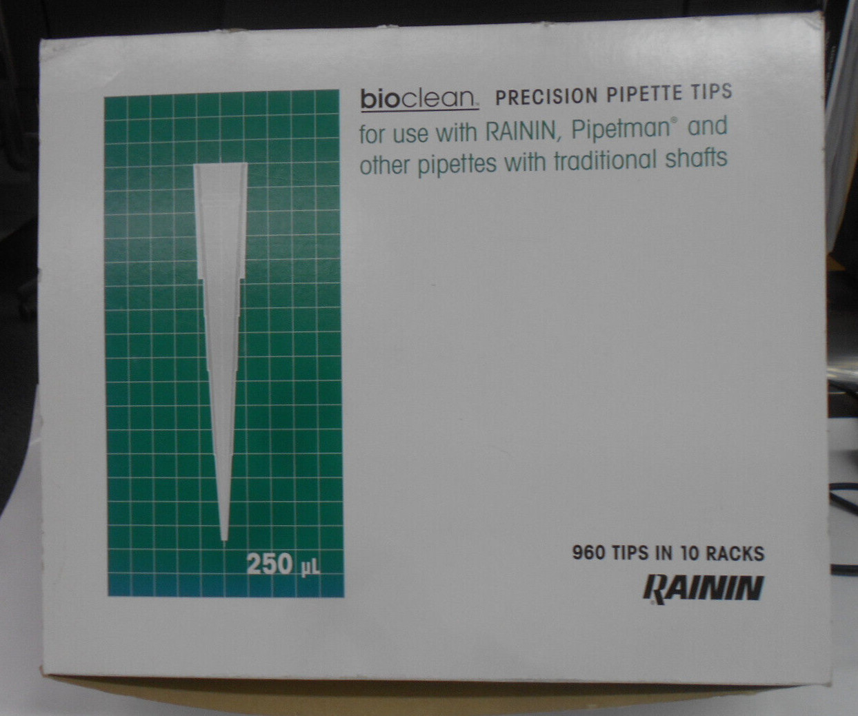 *PARTIAL BOX* Rainin BioClean Precision Pipette Tips RT-20F 250uL BOX OF 576