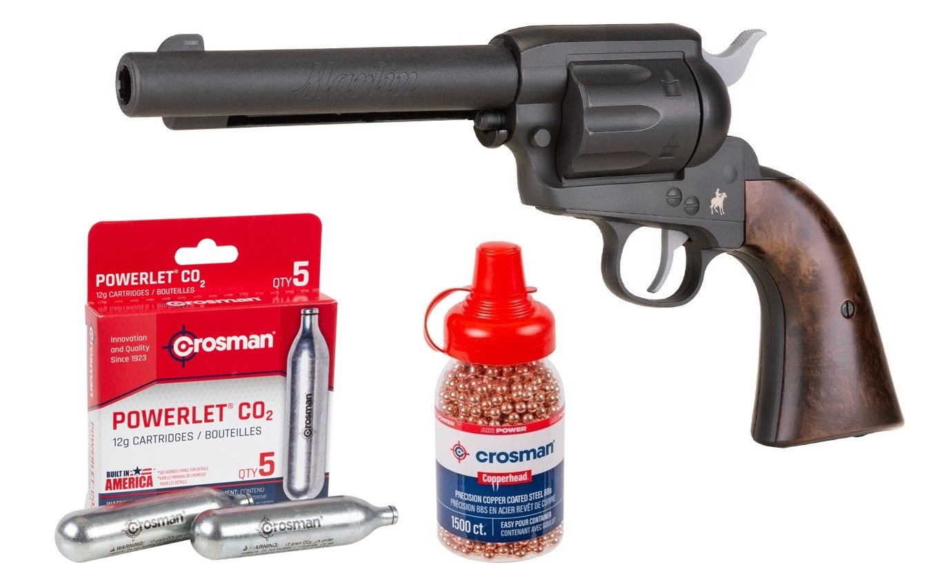 Marlin .177 Caliber BB Airgun Pistol Revolver 330 FPS CO2 & BB Bundle