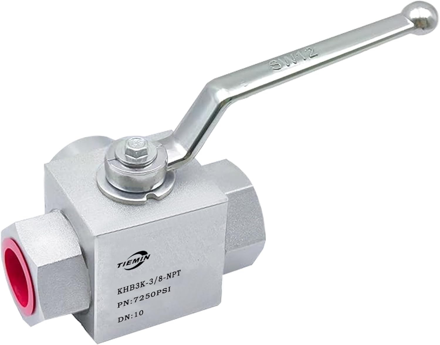 3/8" NPT 7250 PSI High Pressure Hydraulic Ball Valve Silvery 3way