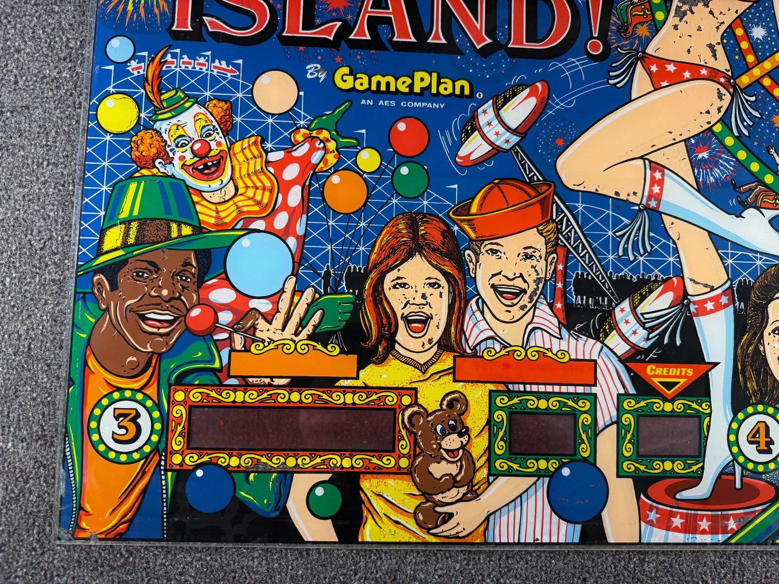 Game Plan Old Coney Island! Pinball Machine Game Backglass ORIGINAL