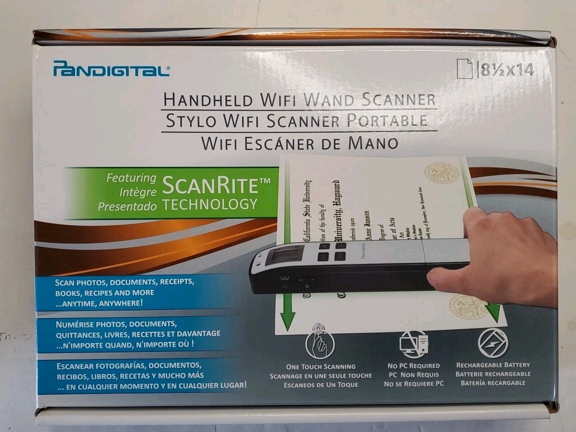 Pandigital Handheld WIFI Wand Scanner 8.5×14" Scanrite Photos Documents New