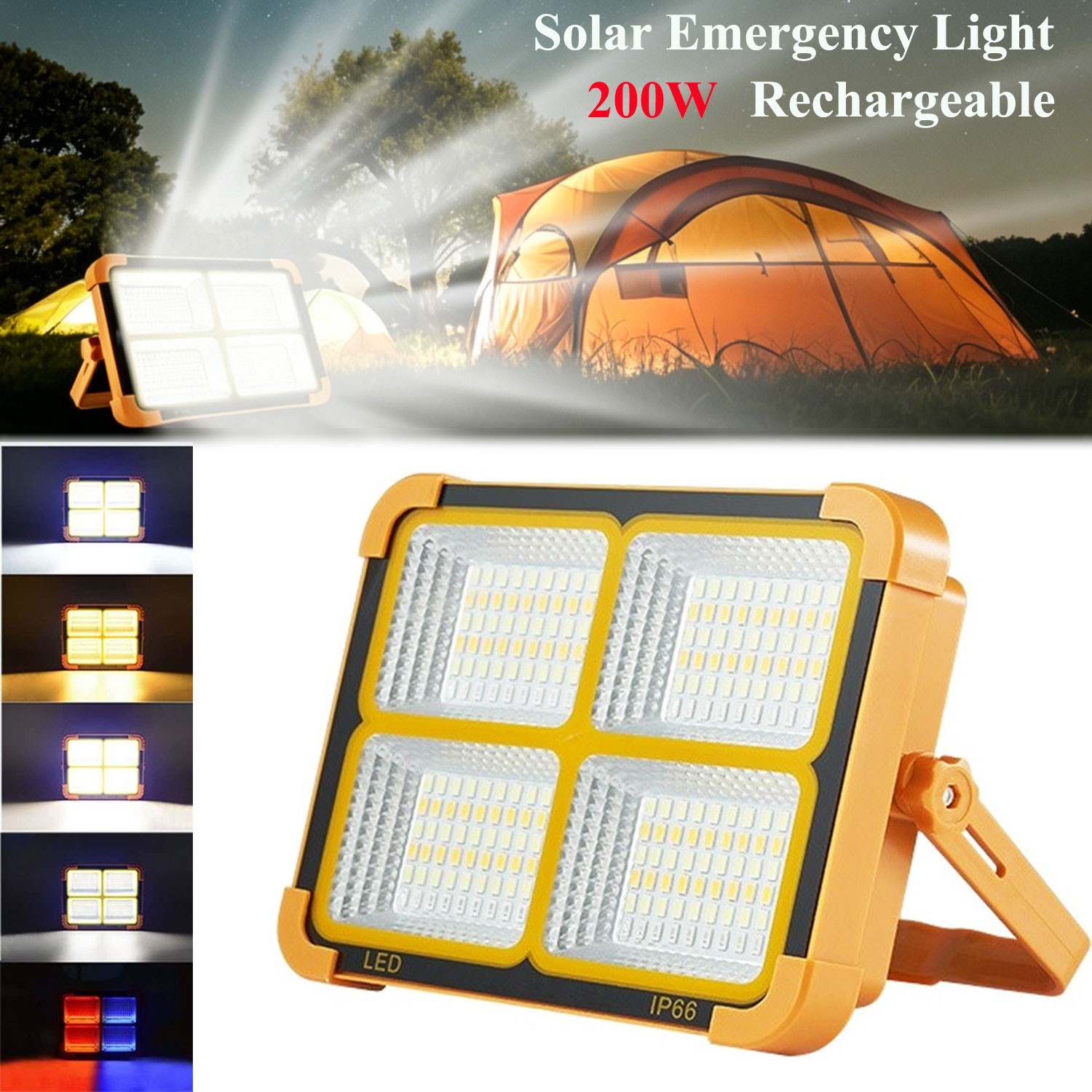 Outdoor Solar Light Portable Camping Security Rechargeable Work Waterproof Lamp