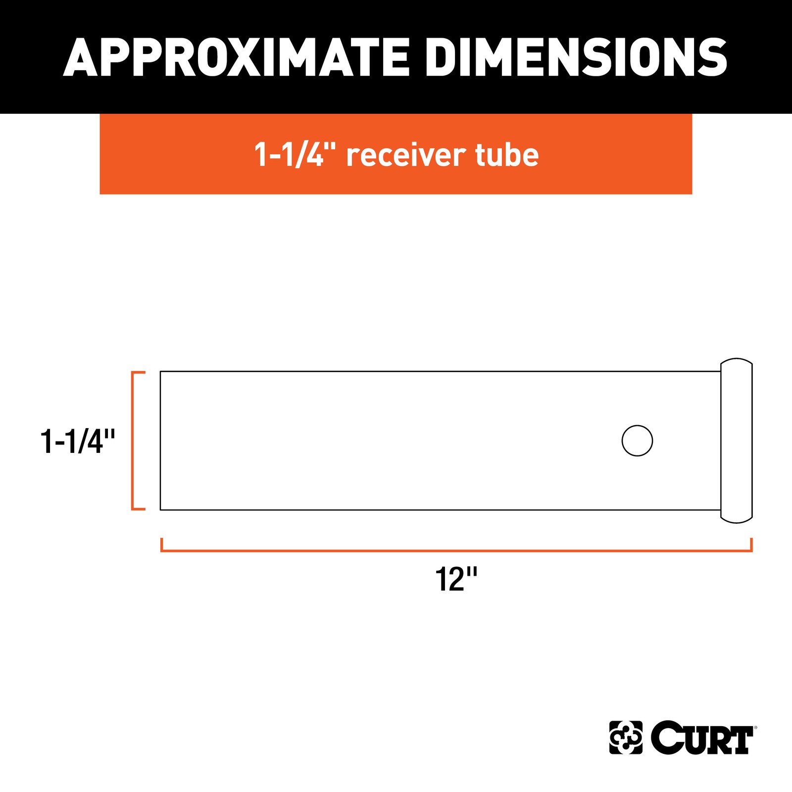 Curt #49512 12in Receiver Hitch Tube 1 1/4 In X 1 1/4 In Raw Finish