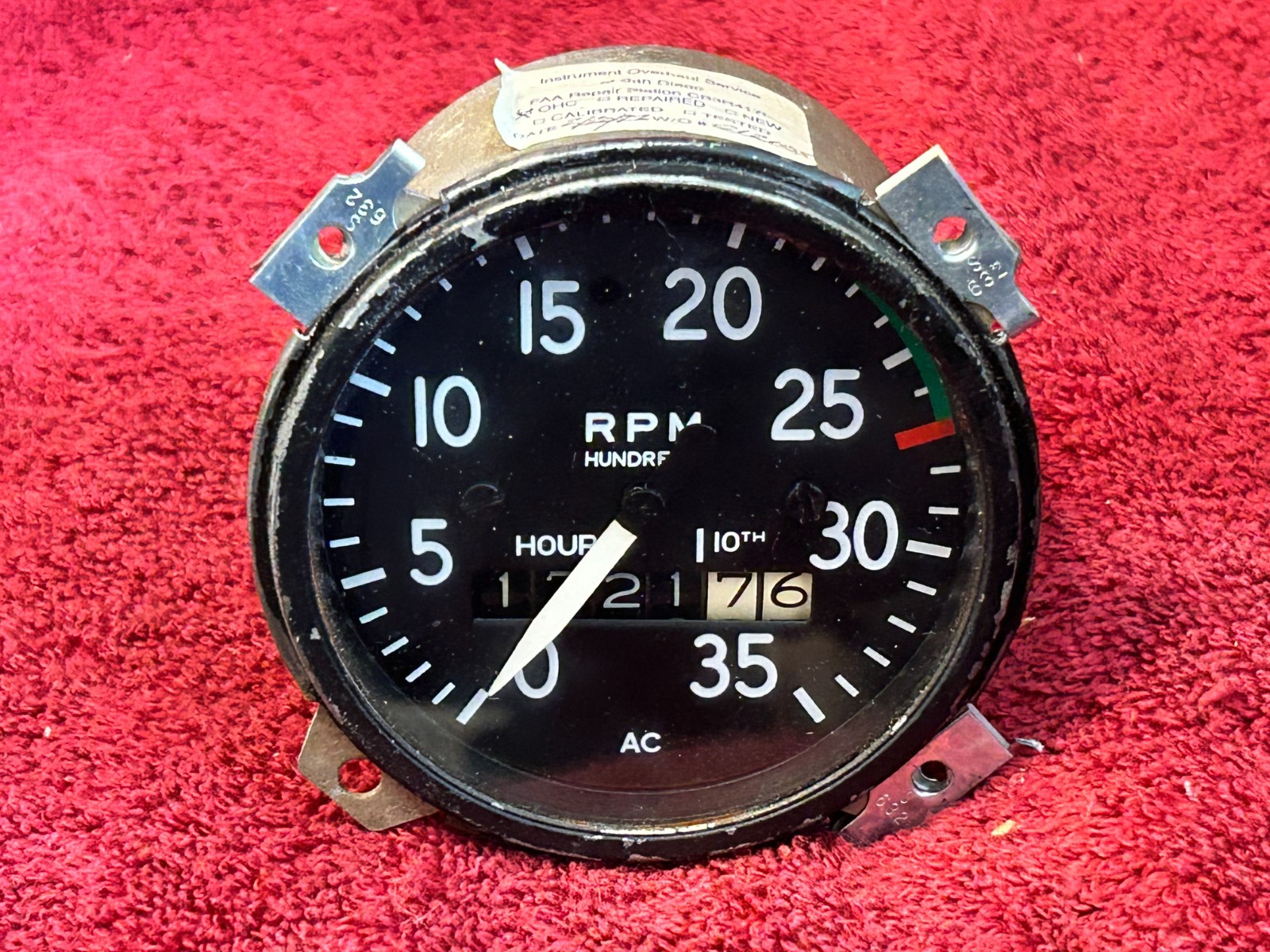 AC AIRCRAFT TACHOMETER READS 1721.76 HOURS