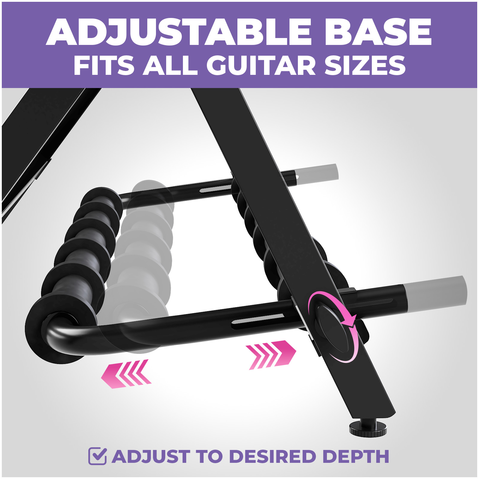 Guitar Stand Rack for 5 Guitars - Foldable Height Design Floor Storage Rack