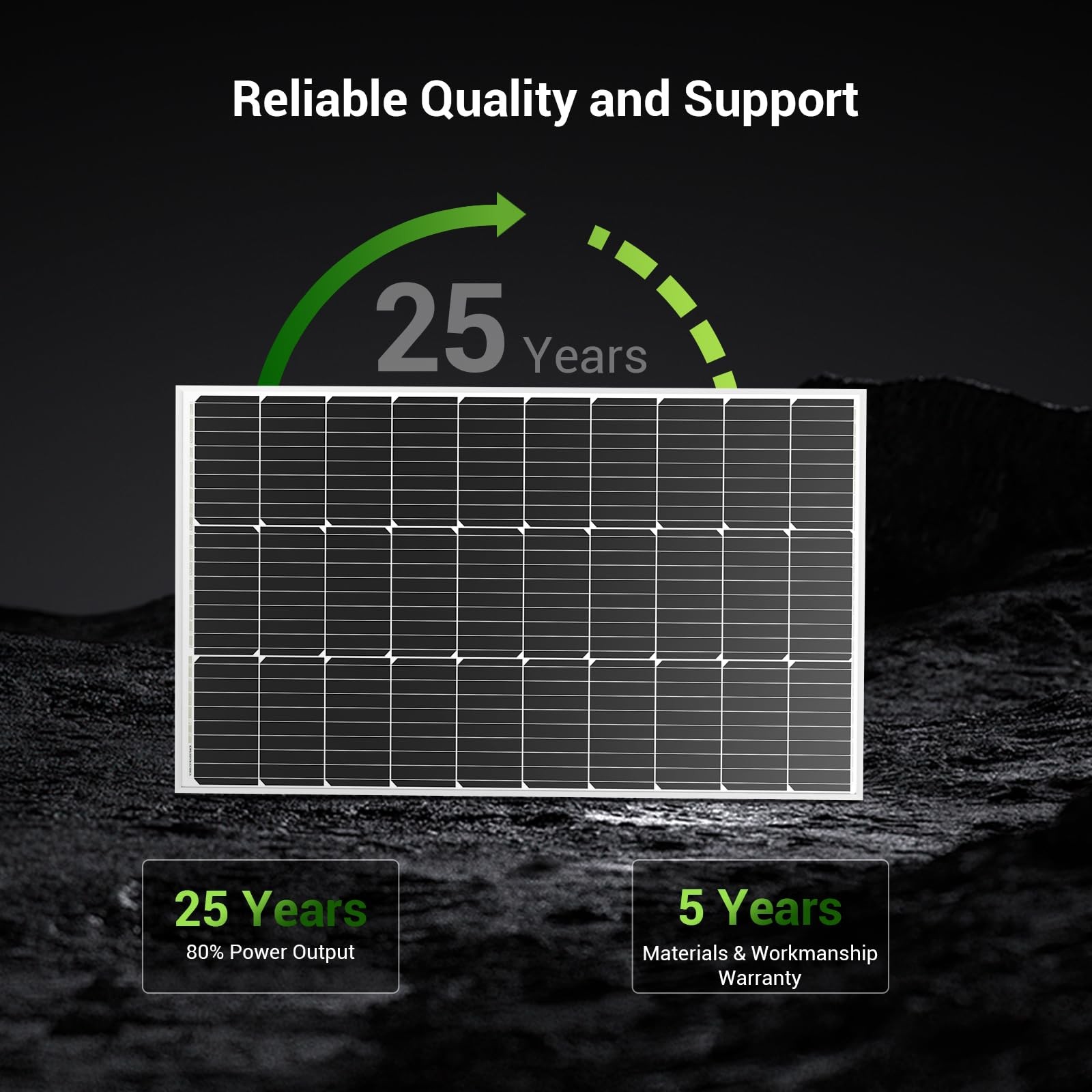100W 12V Monocrystalline Solar Panel with Solar Connectors, High Efficiency M...