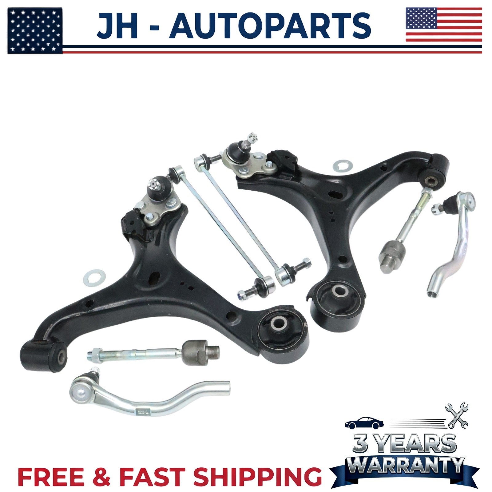 Front Lower Control Arms Sway Bars Tie Rods Fits 2012-2015 Honda Civic Acura ILX