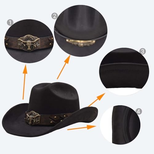 Cowboy Hat for Men & Women Medium Black