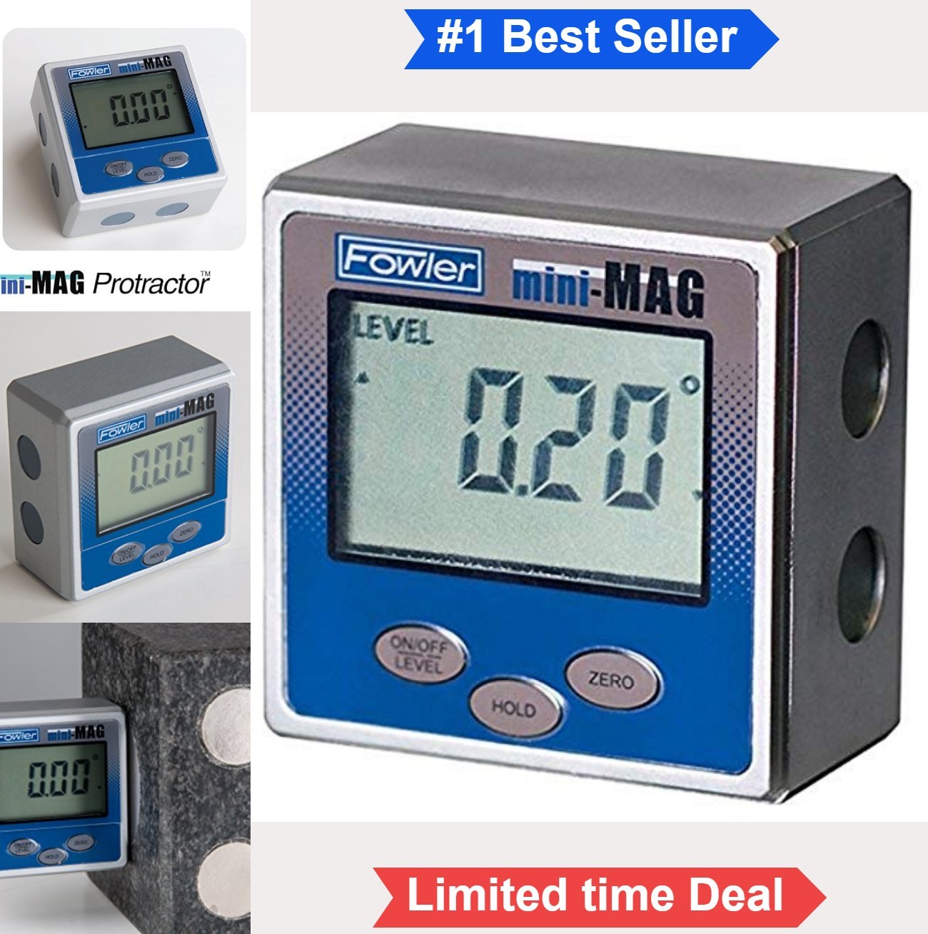 Digital Protractor 360 Degree Magnetic Angle Finder 0.05 Resolution with