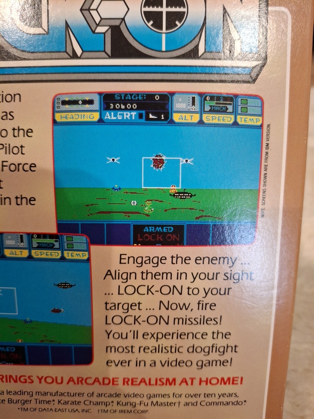 Data East Lock-On IBM Video Game 1987 - Vintage