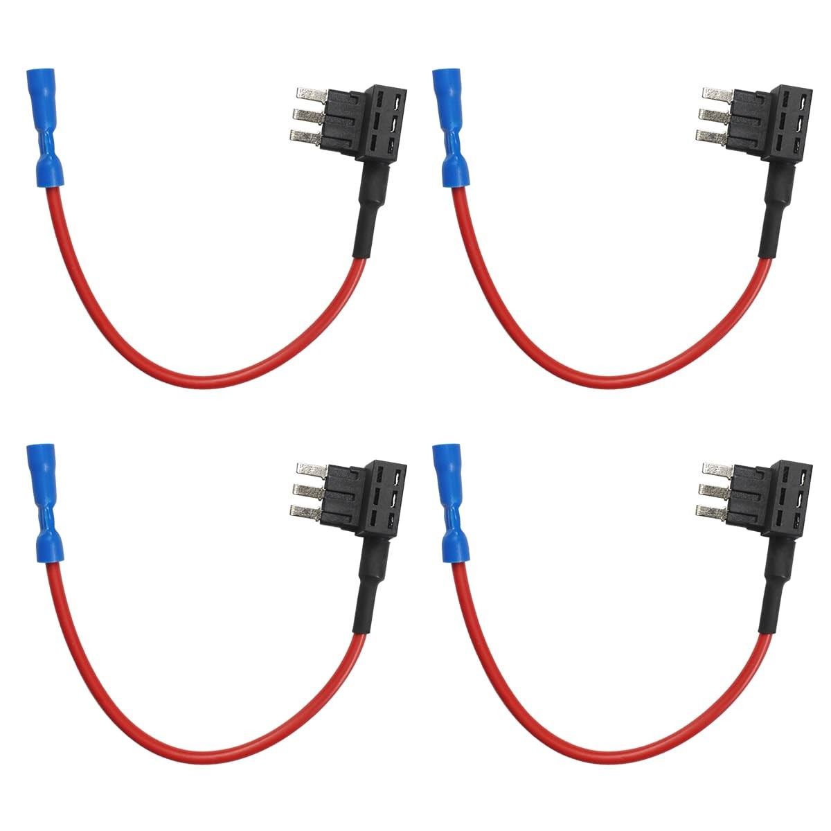 12V Car Add-a-Circuit Fuse Tap Adapter, Mini Blade Fuses Holder 4PCS, Black