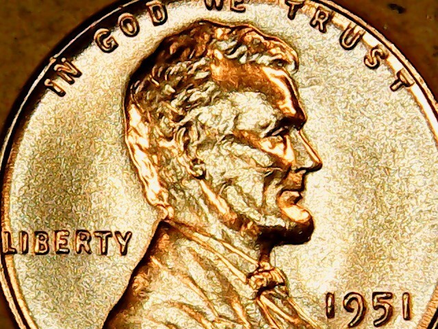 1951 American Cent Uncirculated Red Lincoln Wheat Philadelphia Mint Penny