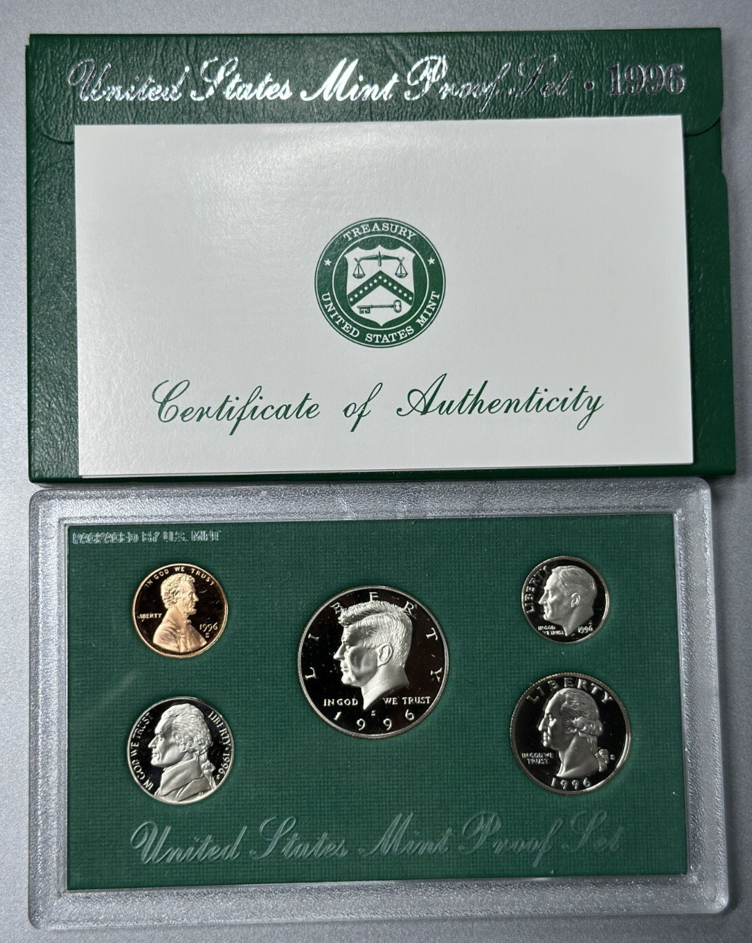 1996 S US Proof Set with Certificate of Authenticity COA United States Mint Set