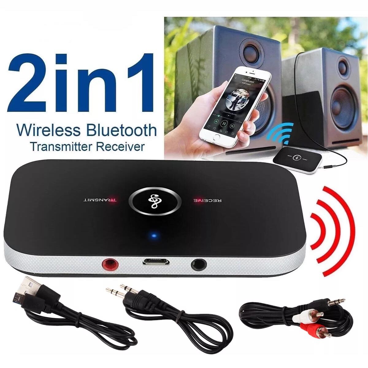 Transmitter Receiver 2 IN 1 Bluetooth 5.0 Wireless Audio 3.5mm USB Aux Adapter