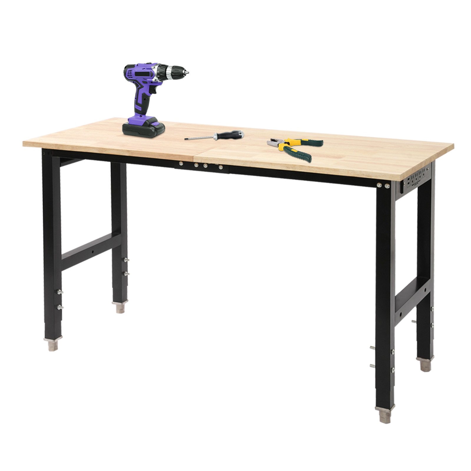 48x20in Heavy-Duty Work Table Adjustable Workbench with Power Outlets 2000lbs