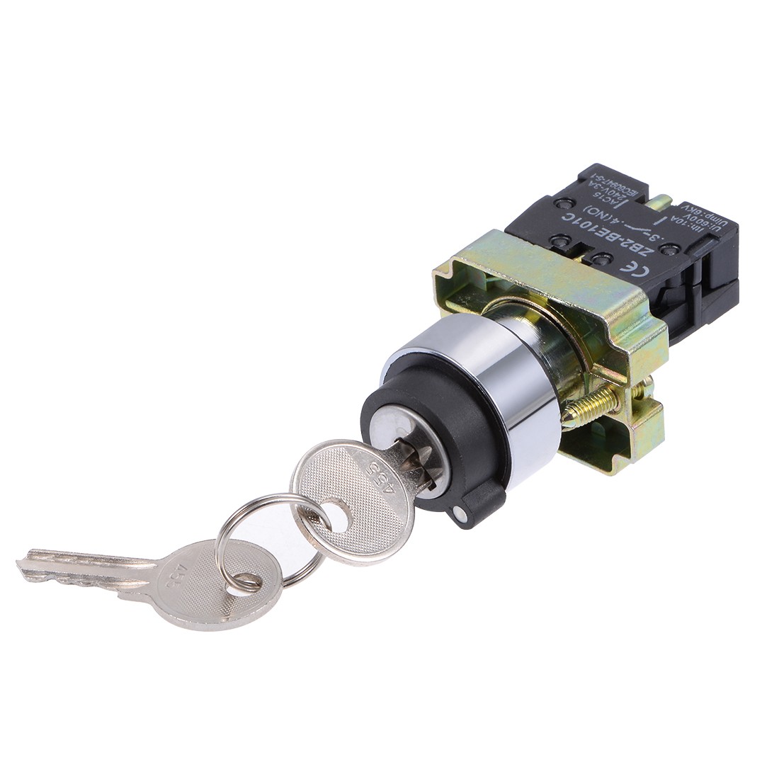 1Pack 22mm 2 Position Key Locking Push Button Switch W Keys Black NO