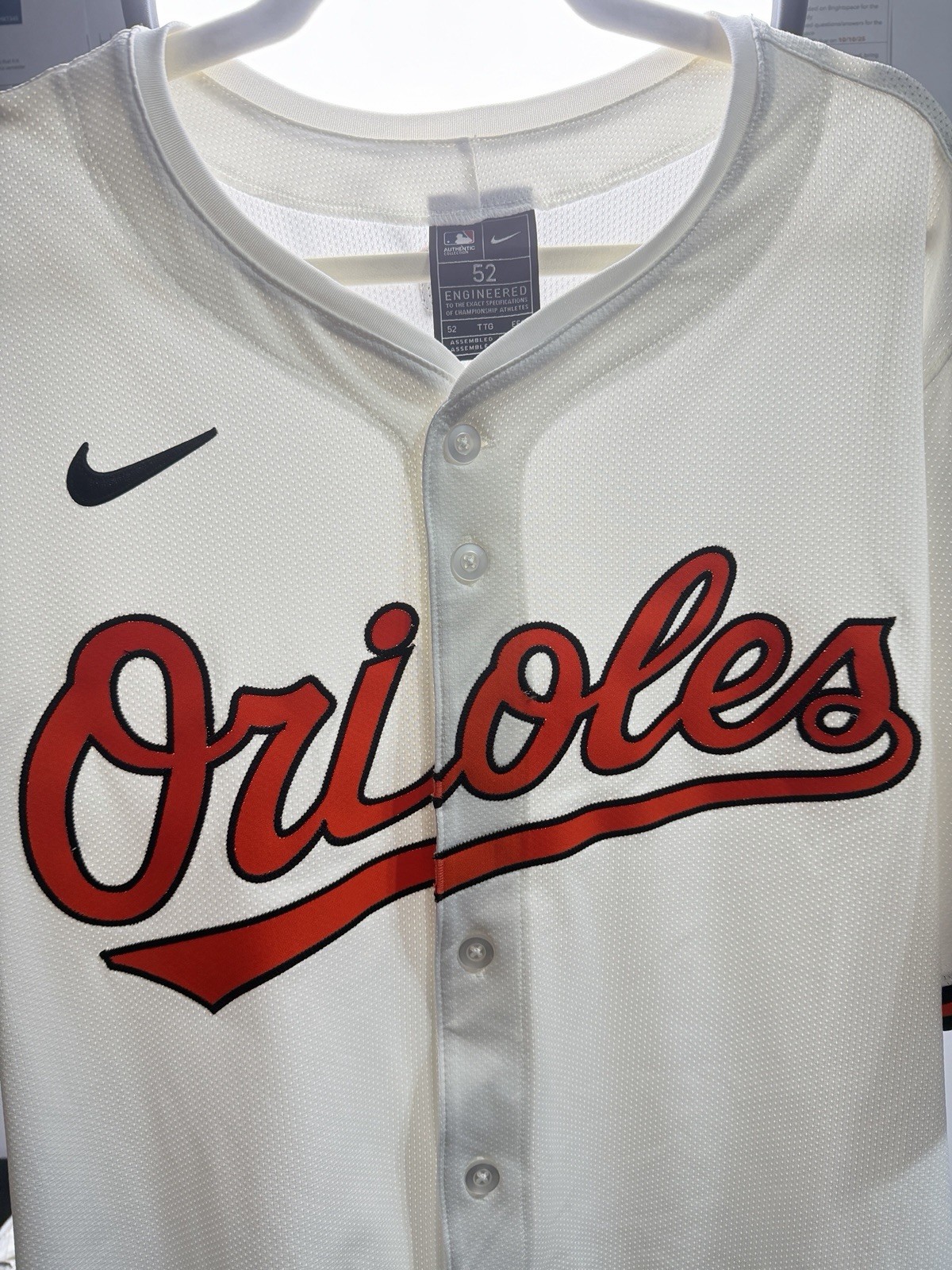Team Issue Baltimore Orioles Nike Jersey 52 XXL Authentic Pro Cut WHITE JERSEY !
