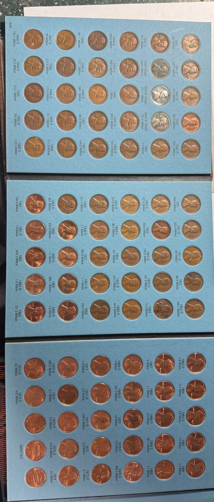 1941-1974 Lincoln cent folder 90 coins