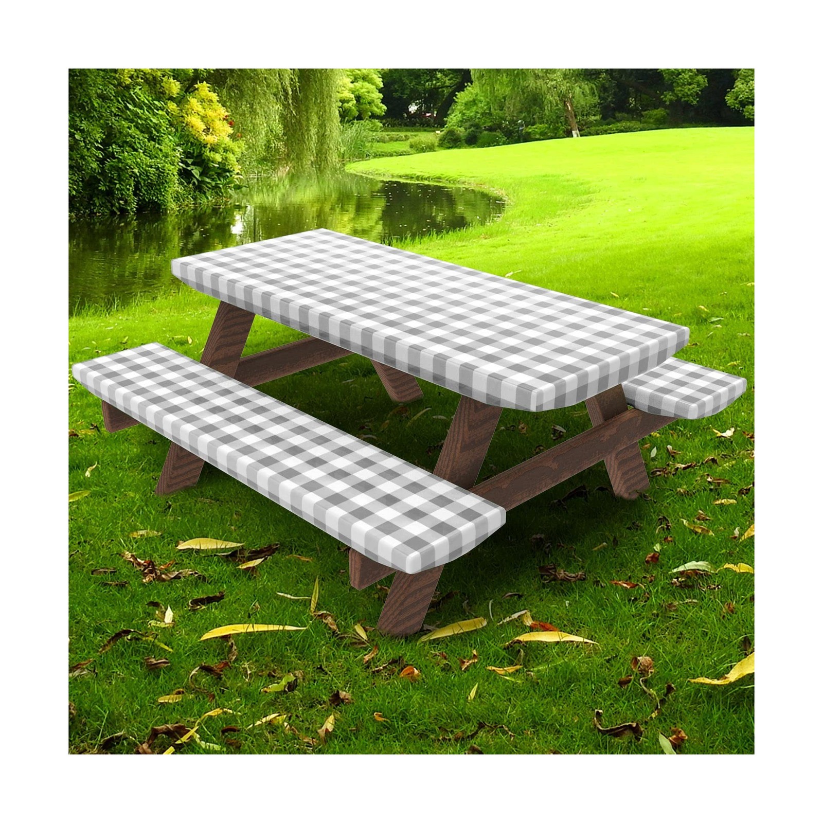 UMINEUX Picnic Table Cover with Bench Covers Fitted Table Cloth... FAST USA SHIP