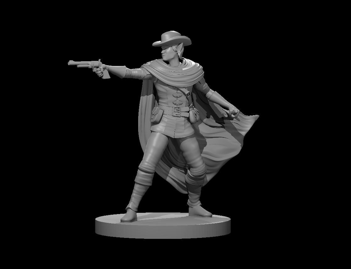 Elf Male Gunslinger Rogue Fighter NPC 28mm Scale DND D&D Tabletop Mini