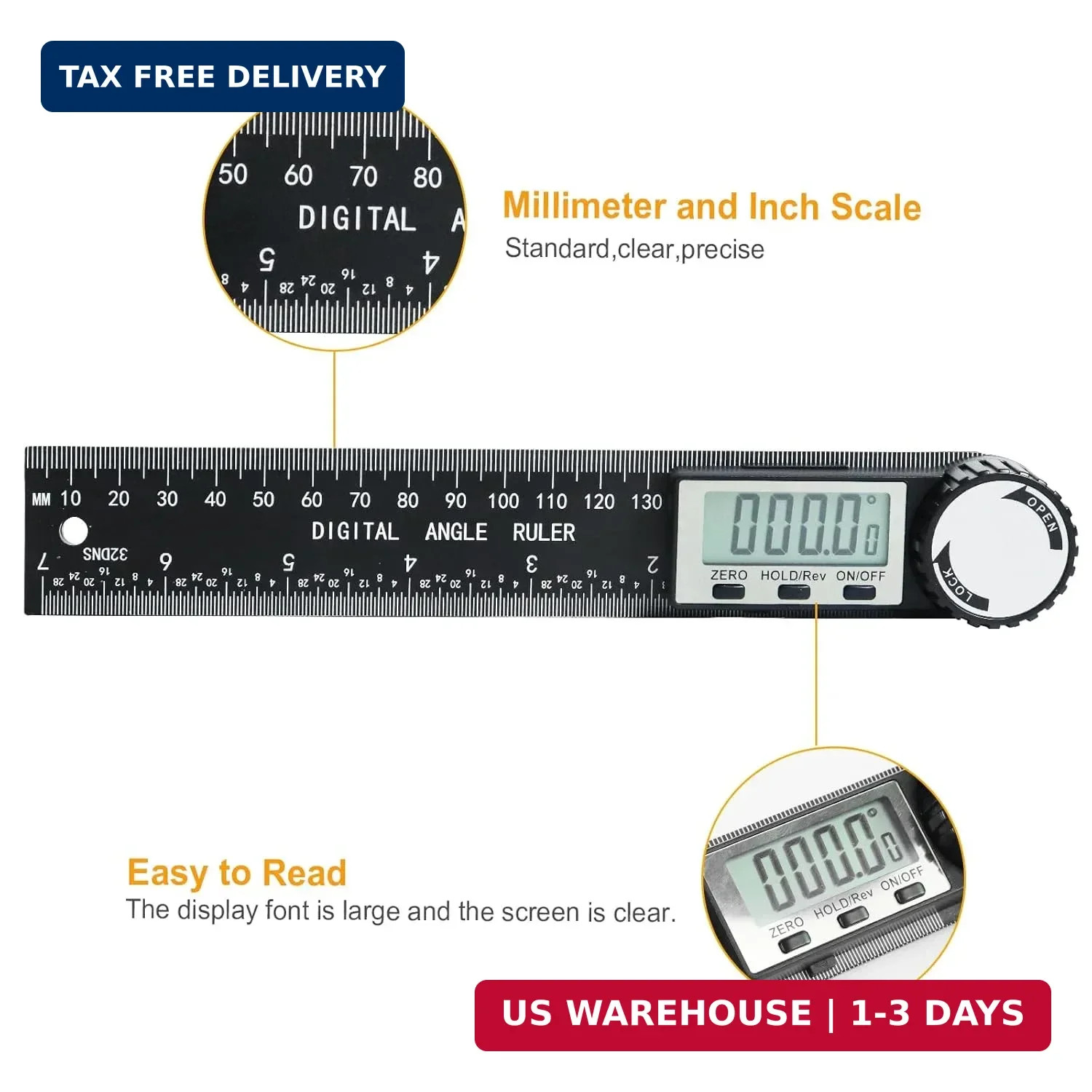 Third Generation Protractor Angle Finder Digital Angle Ruler with 7Inch 200Mm