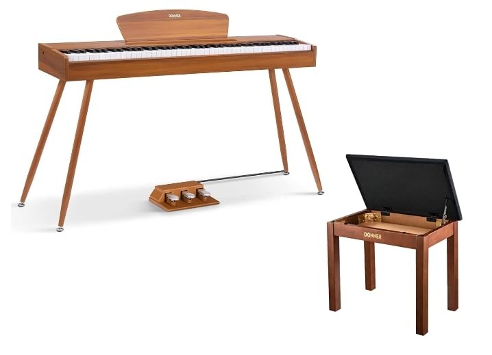Donner DDP-80 Digital Piano 88 Key Weighted Keyboard+ Full-Sized, Brown