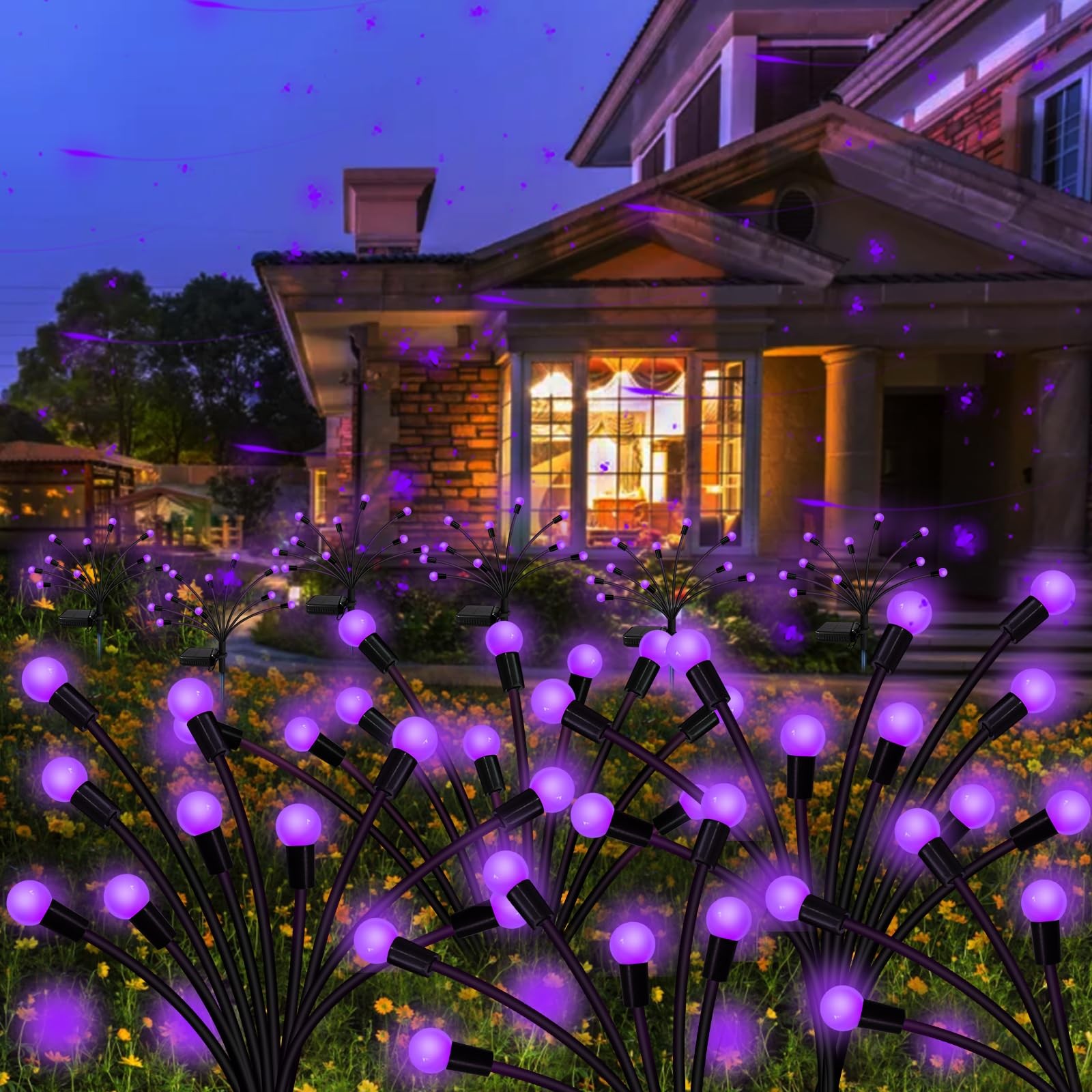 Solar Garden Lights Outdoor, 2 Pack 16 LED Purple 2 pack,
