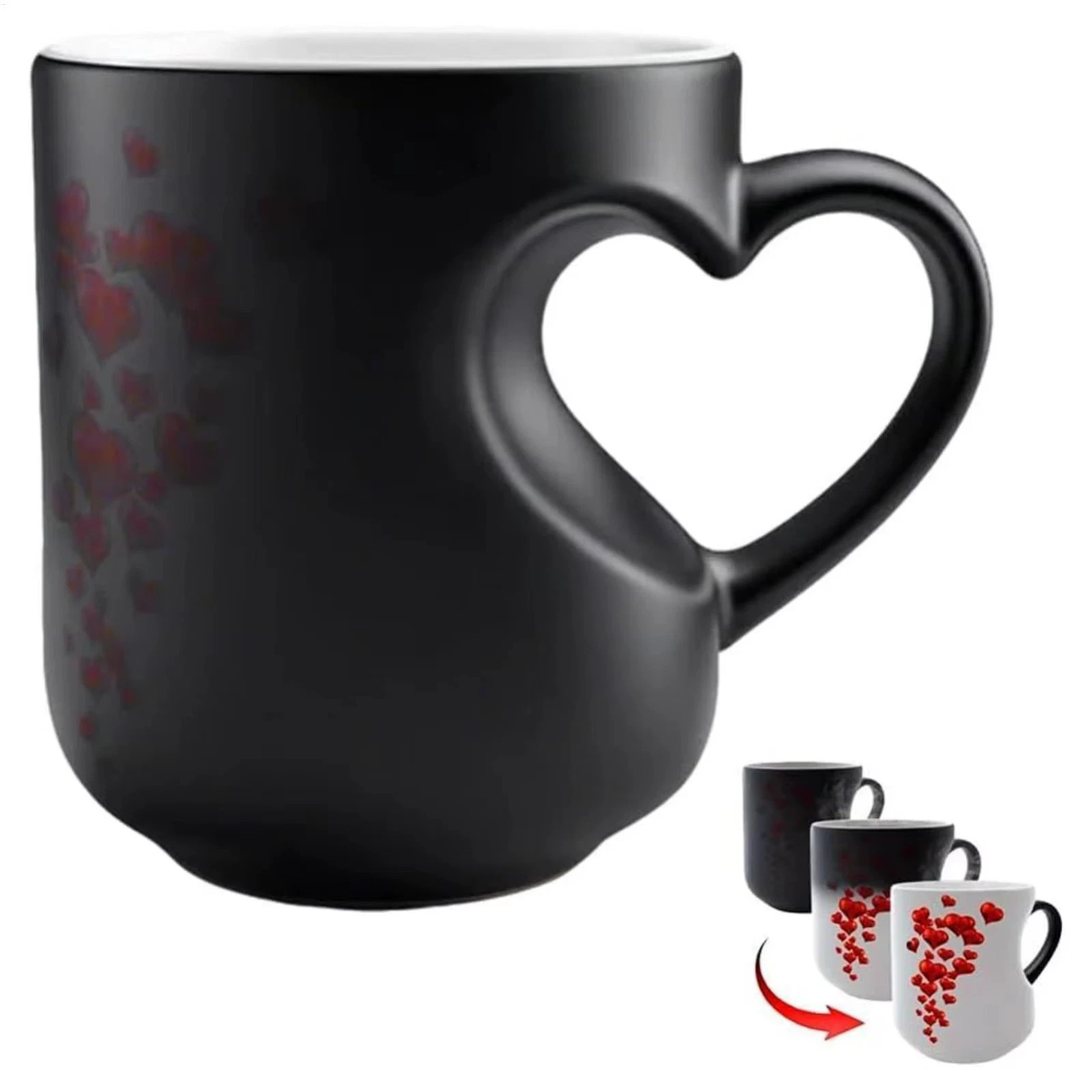 Heart-Shaped Color Changing Magic Ceramic Mug Thermochromic Reveal Coffee Cup