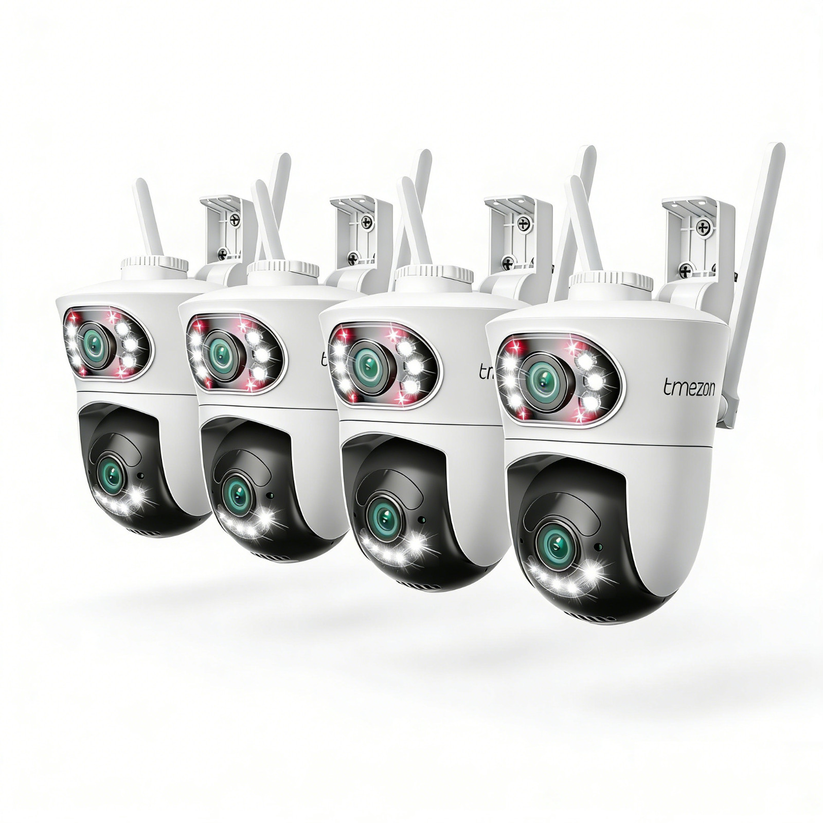 4Pack Outdoor Wireless Dual Lens Security Camera System Auto Tracking Color View