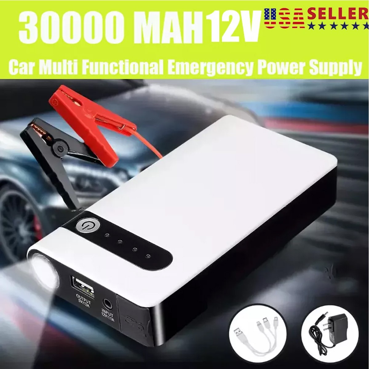 30000mAh Car Jump-Starter Booster Jumper Box Power Bank Battery Charger Portable