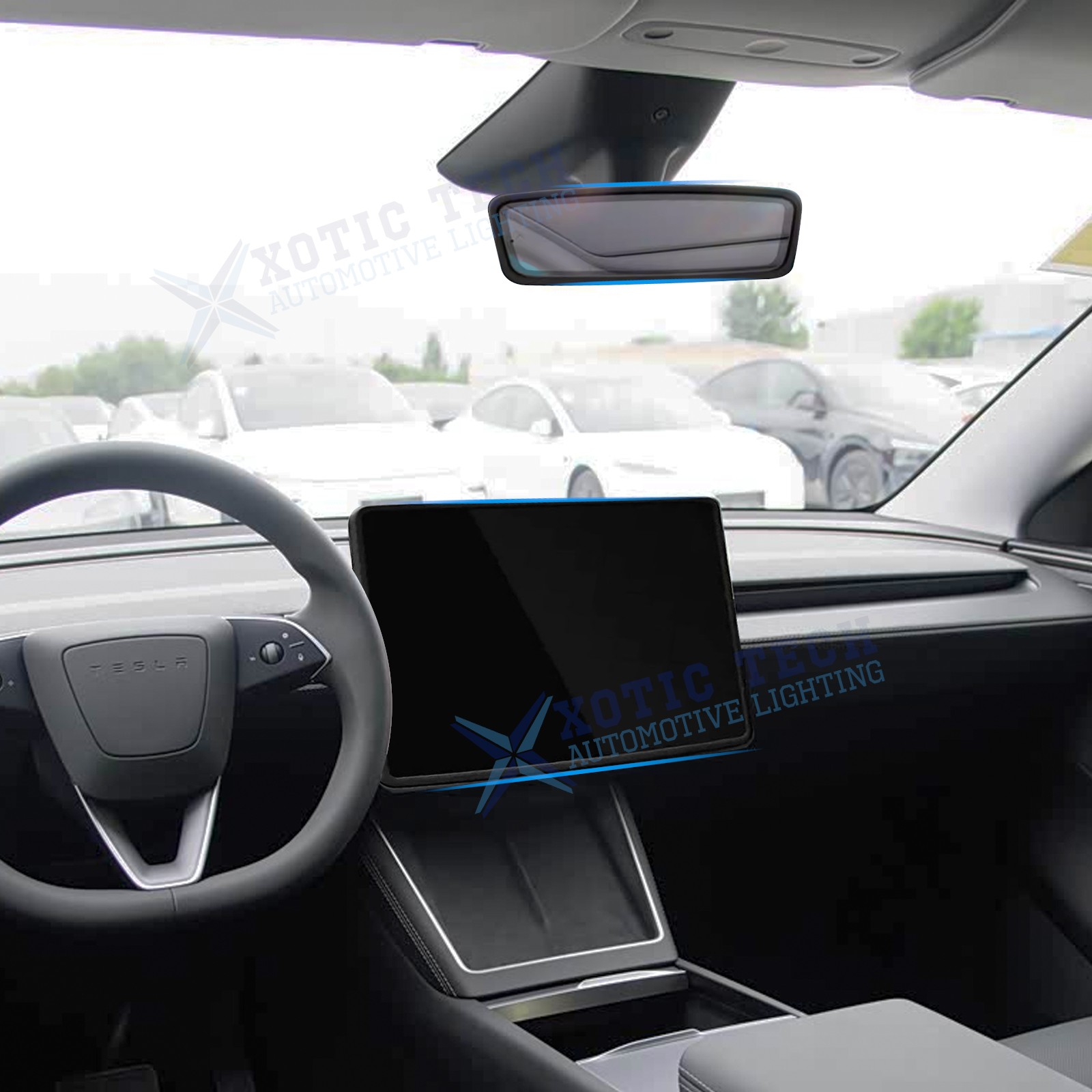 2pcs/Set Screen Edge Rearview Mirror Protector Trim Frame For Tesla Model 3 Y