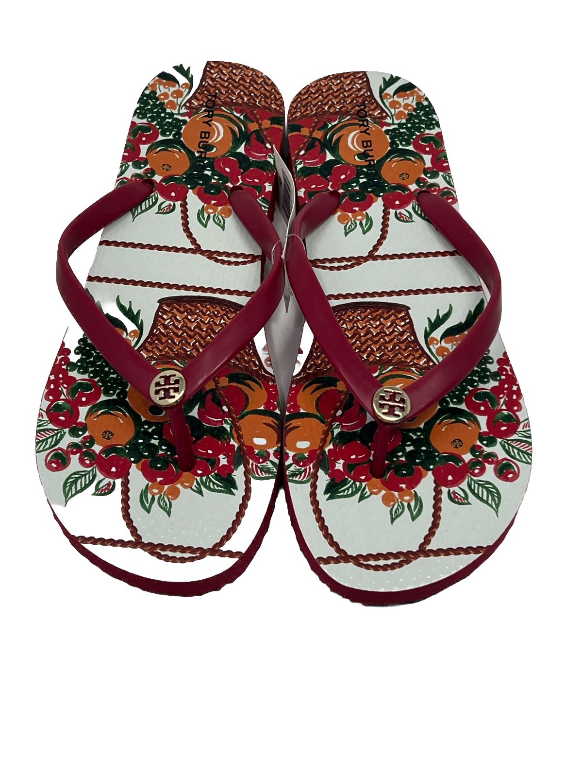 Tory Burch flip-flops red basket fruit 8