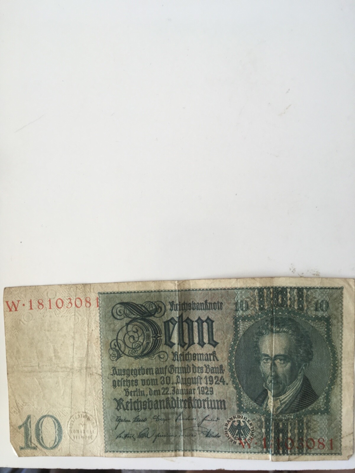 1929 GERMANY ReichMark Bank Note 10