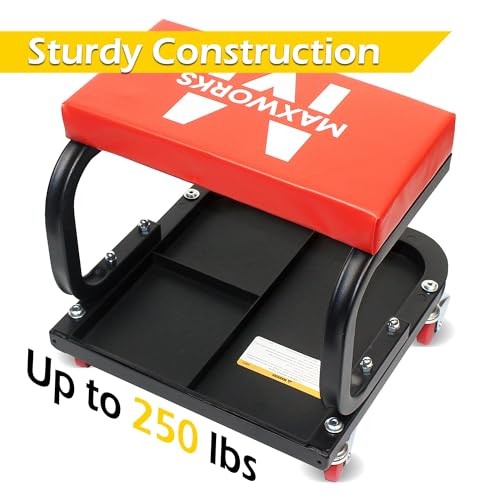 Mechanics Roller Seat, 250 LBS Capacity Padded Rolling Rolling Seat Creeper