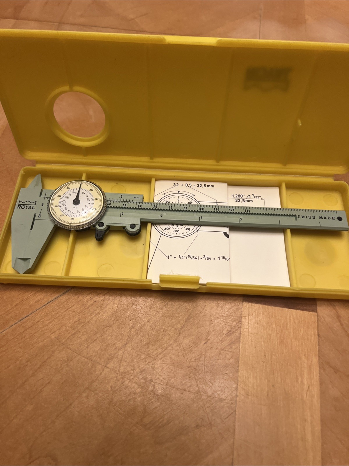 Swiss Made Dial Caliper Royal Typ 6941 W/ Case Vintage 0.1 MM Graduation