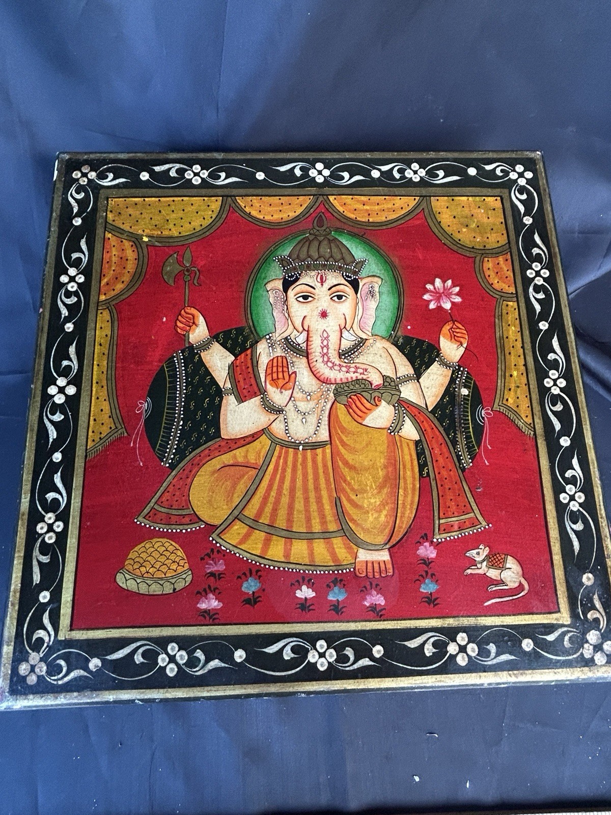 Gorgeous Painted Ganesha Foot Stool/Ottoman Table