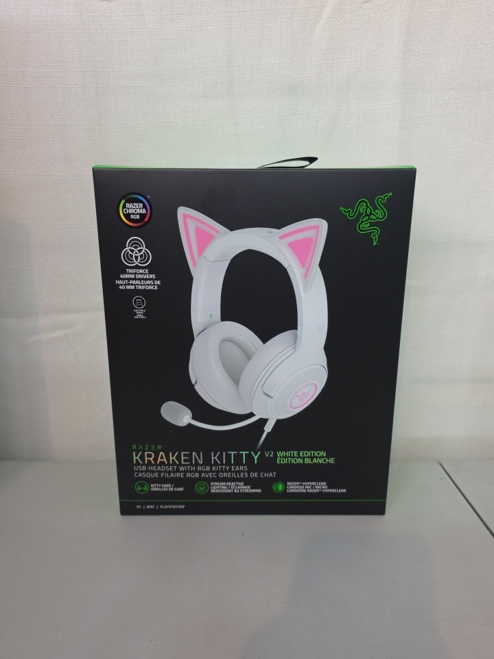 *NEW* Razer Kraken Kitty V2 USB Wired Headset Chroma RGB Kitty Ears White