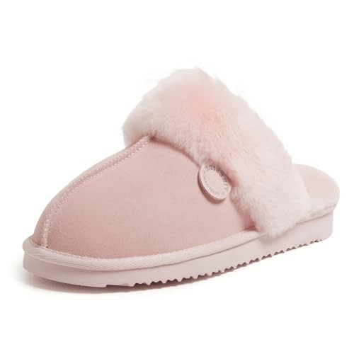 Women's Fireside Sydney Shearling Fur Indoor/Outdoor Scuff Slipper With 9 Pink