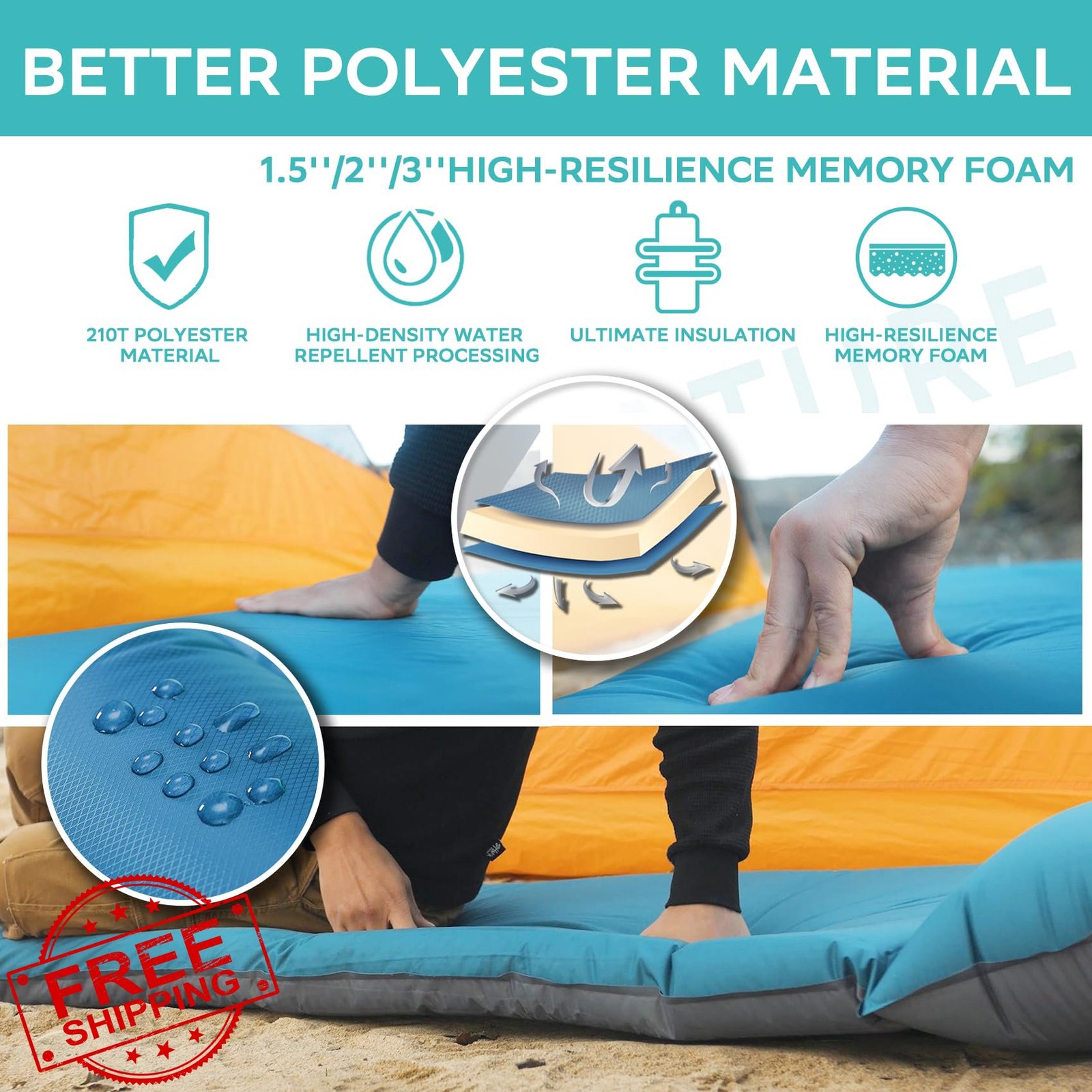 Clostnature Self Inflating Sleeping Pad - 1.5-3" Camping Mat