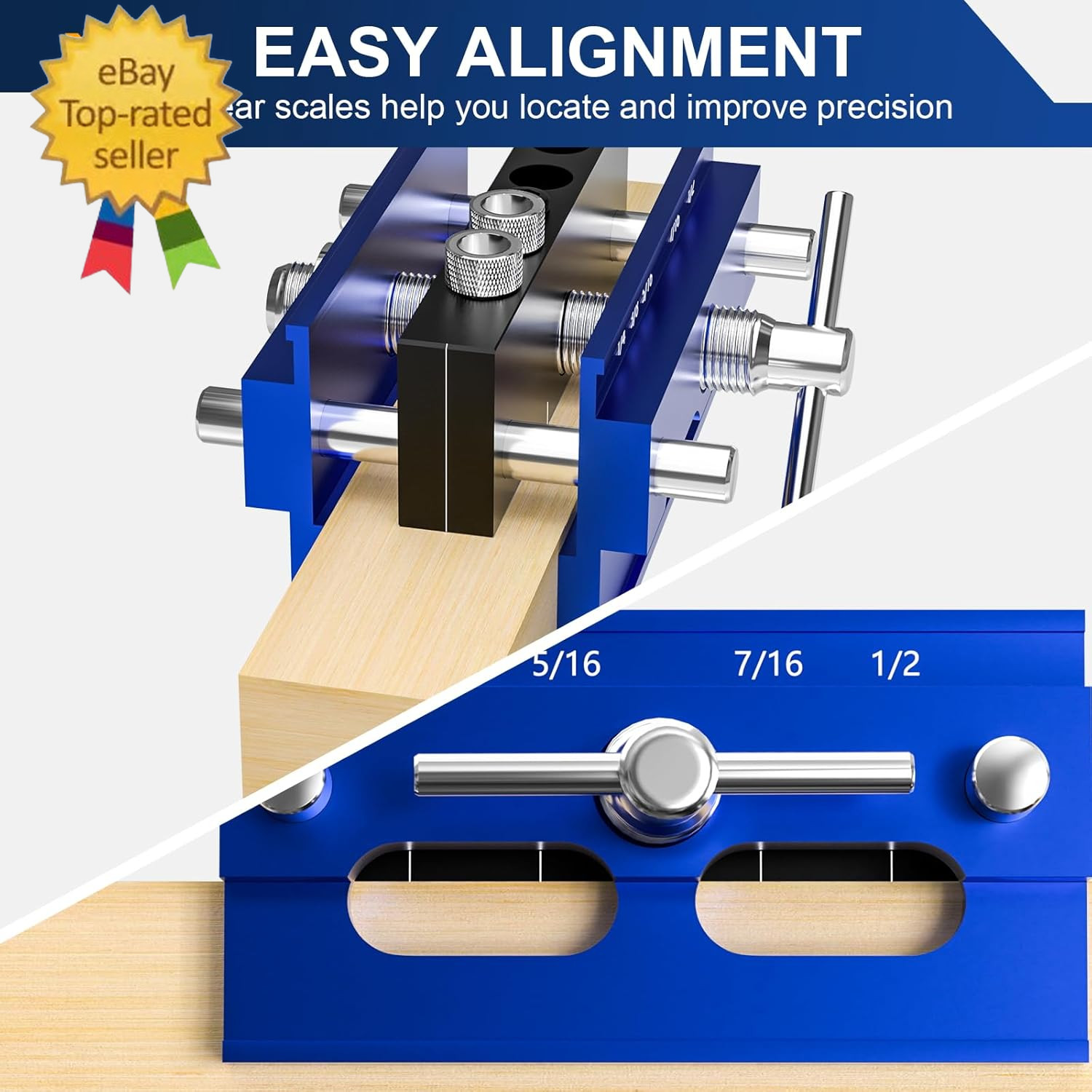 Self Centering Dowel Jig Kit, Drill Guide Jig Block for Straight Holes with 6PCS