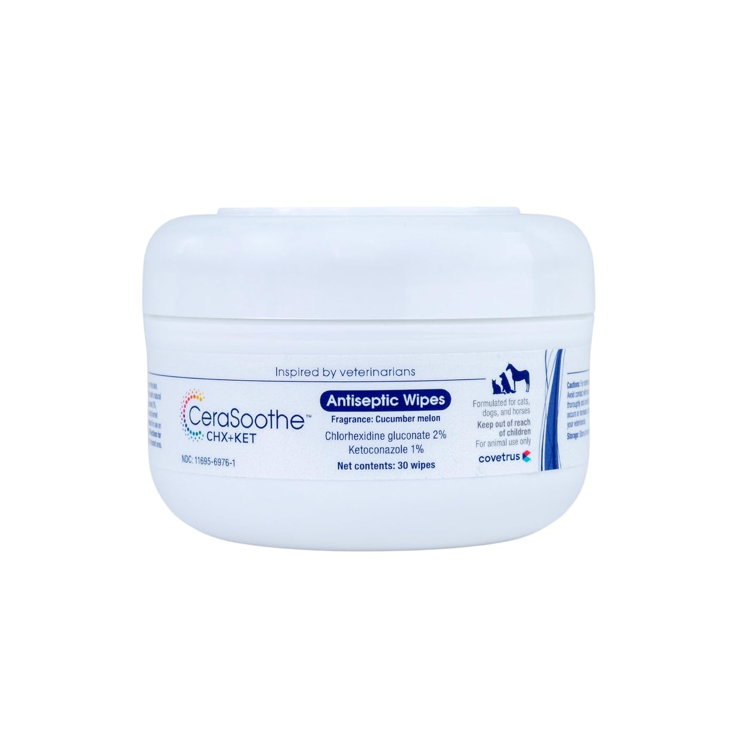 CeraSoothe CHX+KET Antiseptic Wipes for Dogs, Cats & Horses - Chlorhexidine &