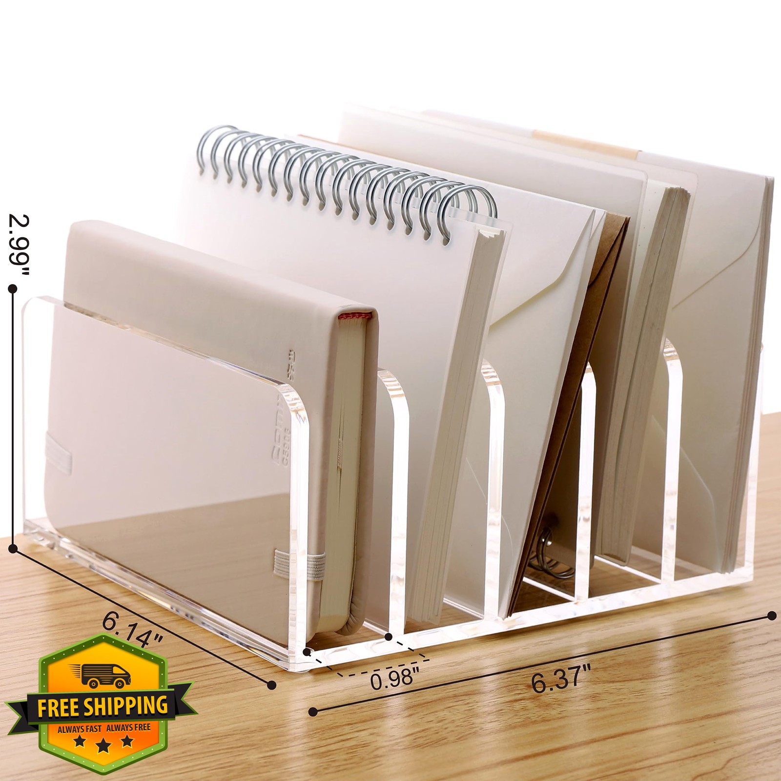 SANRUI 5 Compartment Acrylic Mail Sorter