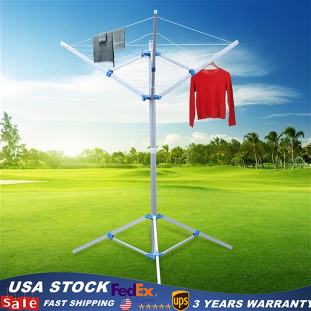 3-Arm Portable Folding Umbrella Style Laundry Dryer Clothes Drying Rack Outdoor