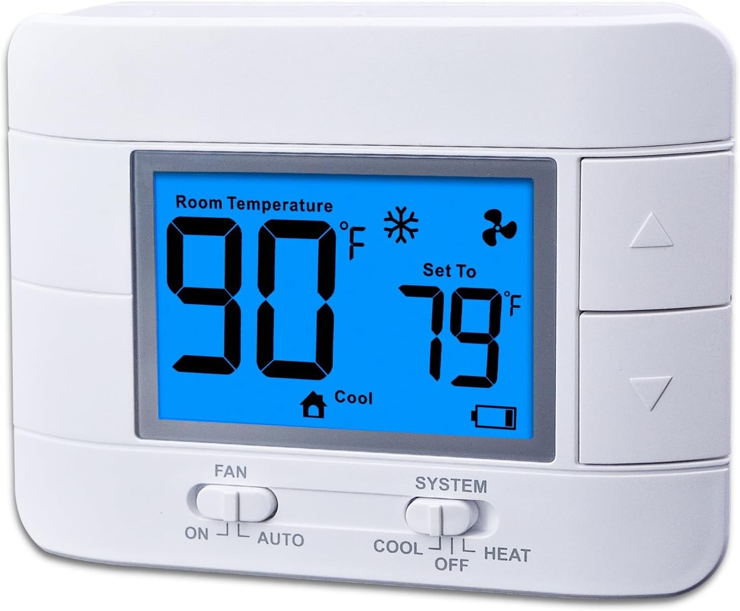 Single Stage 1H/1C Thermostat - Large LCD with Temperature & Humidity Display
