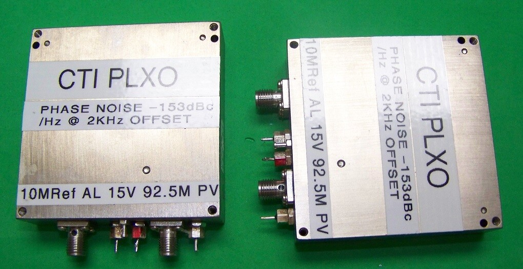 One CTI 92.5MHz PLXO 10MHz in. P.N. -153dBc/Hz @ 2K.3.4GHz 2960 L.O./32= 92.5MHz