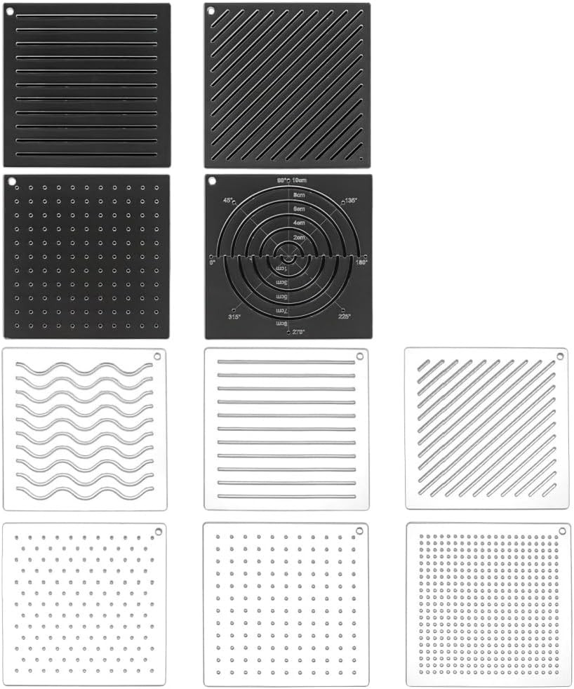 10Pcs Acrylic Sashiko Stencil, Dots, Lines, Arcs, Slashes Acrylic